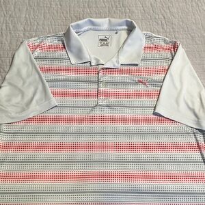 NWOT Puma Men's Polo Shirt with White and Orange Stripes